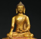 7 8  Tibet Buddhism Pure Bronze Gilt Shakyamuni Sakyamuni Amitabha Buddha Statue