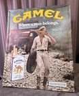 Vintage 1982 Camel Lights Embossed Metal Cigarette Sign 17 5x21 5 Original