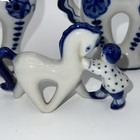 Vintage Ussr Gzhel Russia Porcelain Figurines  Hand Painted Horse  Pony   3 
