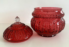 Antique 1890 s Eapg Northwood Leaf Umbrella Cracker biscuit Jar  263 Cranberry