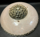 Vintage Art Deco Style Glass Dome Ceiling Lamp Shade - 10  Wide 3 Hole Hanging