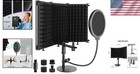 Microphone Isolation Shield With Mic Stand And Pop Filter  Foldable Sound Shield