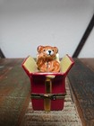 Limoges Box   Teddy Bear In Red Gift Box   La Gloriette Peint Main France