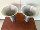 Rare Pair Russel Wright Spun Aluminum Fluted Cylinder Large Vases