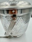Vintage Ice Bucket Hammered Metal Aluminum Made In Italy B-503 With Tongs