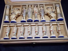        Vintage 1958 Anri Toriart Romans  teutons Chess Set Hand Painted gilted Case