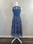 Zenzi Girls Blue Lace   Floral Mesh Midi Dress - Size Xl  14 