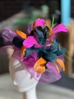 Kentucky Derby  Fascinator  Racing  Easter  Hat   Wedding Fuchsia  Blue  Orange
