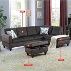 Couches For Living Room L Shaped Couch Upholstered Futon Sofa Comfy Flannel M   