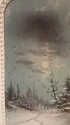 Antique Victorian Compo Frame Tonalist Winter Moonlit Landscape Print C1895   1915