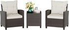 3 Pieces Patio Furniture Set Small Outdoor Wicker Rattan Front Porch Bistro Set 