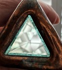 Vtg Green Glass Triangular Kaleidoscope Metal Frame 4  Handcrafted In Usa