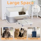 Extra Large Enclosed Stainless Steel Cat Litter Box With Lid For Big Cats  White