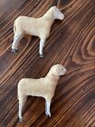 Two Antique German Stick-leg Woolly Sheep
