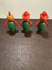 Vintage Fisher Price Lot Of 3 Snorky Green Wooden Fireman Figures W  Red Helmets
