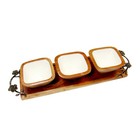 Wooden Charcuterie Floral Handle Tray 4-piece Serving Set With Condiment Bowls