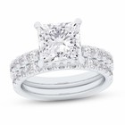 14k White Gold Igi Lab Grown Princess Cut Diamond Ring Set 3ctw Vs2 F Sz7