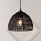 10 25  Campana Bohemian Modern Woven Rope iron Led Pendant Black - Jonathan Y 