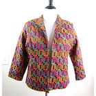 Vintage Painted Pony Size L Geometric Print Jacket Twill Multicolor
