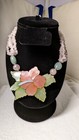 Lee Sands Rose Quartz  Flower Necklace   Inlaid 20 In  Necklace And Pendent
