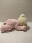 Russ Nighty Nite Pink White Stuffed Lying Sleepy Teddy Bear Plush Rattle 10 5 