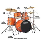 Yamaha Rydeen 5piece Shell Pack With 22  Bass Drum Orange Glitter