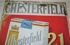 Antique Usa Chesterfield King Man Cigarettes Metal Tin Package Smoking Art Sign