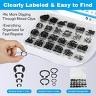 324pcs C Clips   E Assortment C Clip 5mm    16mm  E 2mm    12mm  Black
