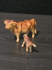 Vtg Hagen Renaker Miniature Mini Light Brown Jersey Bull Cow   Calf  Figurine