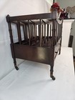 Vintage Mid-century Modern Wood Magazine Rack End Table W Drawer Brass Casters