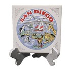 Vintage San Diego Zoo Sea World Harbor Decorative Ceramic Tile Trivet Souvenir 