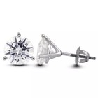 Stud Earrings Solid 14k White Gold Classic 1 51 Ct Round Natural Diamond F Si1