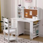 Wooden Kids Study Desk With Chair  Bookshelf  Bulletin Board  Storage Cabinet