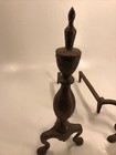Vintage Hammered Style Antique Cast Iron Andirons Pair 20    Tall