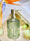 Clear Glass Soap Dispenser With Gold Rust Proof Pump  Refillable Crystal Green L