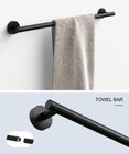 Matte Black Bathroom Hardware Accessories Set 5 Pcs 5 Pieces 