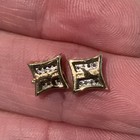 10k   14k Yellow Pave Diamonds Square Stud Studs Earrings