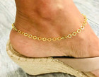 925 Solid Sterling Silver   14k Gold Plated 4mm Round Chain Anklet  10  - Ea53