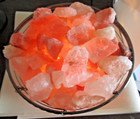 Natural Himalayan Salt Lamp  Tall Round Metal Basket Dimmer8-10 Lb New Bulb