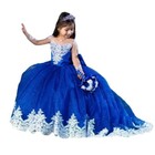 Lace Tulle Flower Girl Dresses For Weddings Long Sleeves Princess Pageant Dress