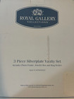 Royal Gallery Vintage 3 Piece Silverplate Vanity Set  heart Frame box ring Hold 