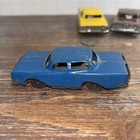 Lot Of 3 Vintage Made In Japan Tin Friction Cars Blue  Yellow   Brown