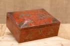 Antique 18th Century Georgian Red Lacquered Japanned Chinoiserie Decorated Box