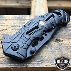 8  Black Police Spring Assisted Open Tactical Rescue Folding Pocket Knife New 