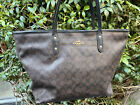 Coach F14929 Crossgrain Leather Large City Zip Tote Shoulder Shopper Brown black