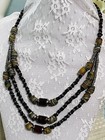 Vintage African Trade Beads Necklace 3 Layers Pottery   Glass Primitive Tribal
