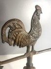 Vintage Cast Iron Rooster On Stand Weathervane  21    Tall Decorative