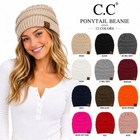 C c Ponytail Beanie Hat Women s Soft Knit Messy Bun Beanie Winter Warm Stretch
