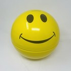 Vintage Happy Face Large Metal Tin Emoji Coin Money Kids Yellow Piggy Bank 9 