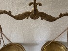 Antique Brass Hanging Balance Scale  scales Of Justice  Fish Motif On Chains